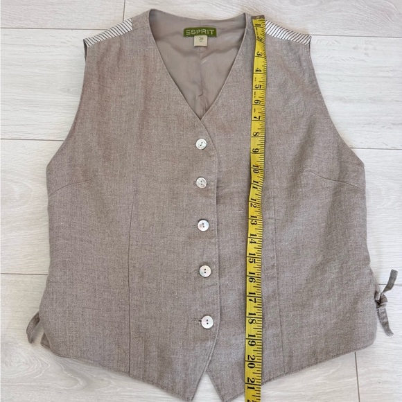 Vintage Esprit Women's Tan Vest Top 100% Linen Waistecoat Size Small - Picture 2 of 6